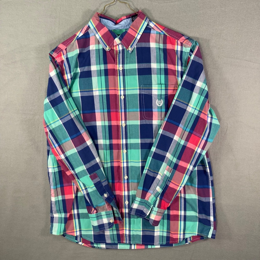 Chaps Shirt Mens Large Plaid Button Down Long‎ Sleeve Casual Cotton
